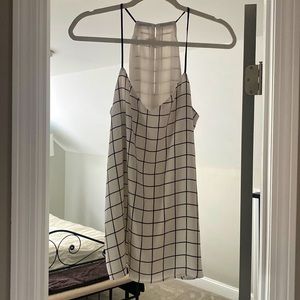 Express medium top, cream with black grid pattern